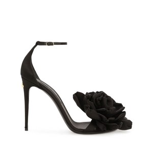 돌체앤가바나 케이라 플로럴 아플리케 새틴 샌들, Europe 36.5(KR 235), 블랙계열