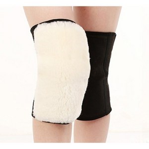 디어피플 레그워머 양털안감 방한 무릎보호대 양모패드, 검은색, 벨크로 L, 1세트