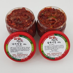 [토굴안애] 1+1 (낙지젓+꼴뚜기젓) 광천 양념젓갈 500g, 1세트