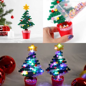 LED 크리스마스 디폼 블럭 트리 화분 만들기 패키지, 10개