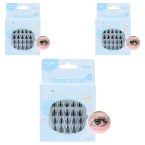 Char 핸드메이드 더 플러피 베이커리 래쉬 마카롱 인조 속눈썹, 블랙, 3개