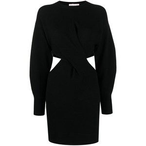 알렉산더맥퀸 컷아웃 골지 니트 미니 드레스, 블랙계열, Standard XS(KR 44)