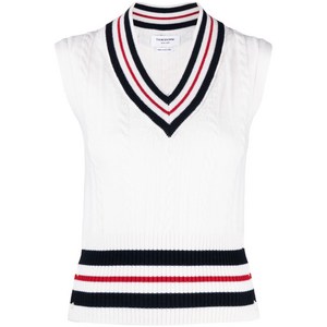 톰 브라운 RWB 스트라이프 캐시미어 탑, 화이트계열, Italy 48(KR 99)