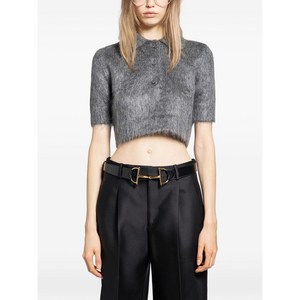 구찌 브러시드 모헤어 크롭 폴로 탑, 그레이계열, Standard XS(KR 44)