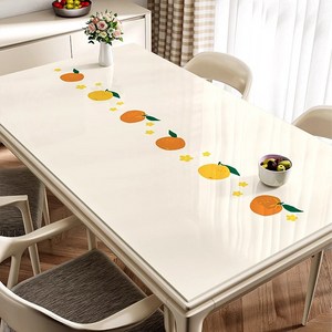 Qiaokao 과일 무늬 PVC 식탁보, 오렌지+화이트, 50x100cm, 1개