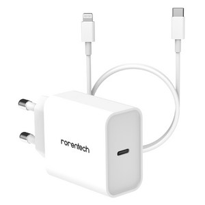 로랜텍 아이폰 20W 고속충전기 + C to 8핀 고속케이블 2m 세트