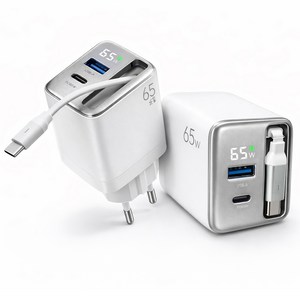 팝폰 LED 접지형 릴케이블 GaN 65W PPS PD 초고속2.0 멀티 충전기 TC73
