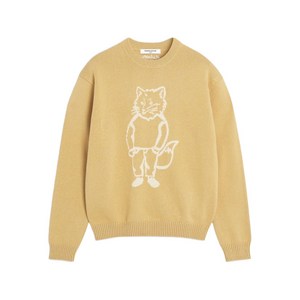 메종키츠네 폭스 인타르시아 울 스웨터, 옐로우계열, Standard L(KR 105)