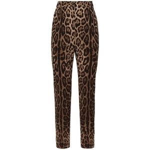 돌체앤가바나 하이웨이스트 레오파드 프린트 팬츠, 브라운계열+블랙계열, Italy 40(KR 44)