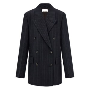 페라가모 핀스트라이프 더블 브레스티드 블레이저, 블랙계열+그레이계열, Italy 42(KR 66)