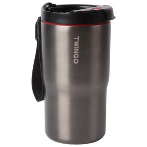 트윙고 더카페 스트랩 텀블러 480ML, 스틸블랙, 1개