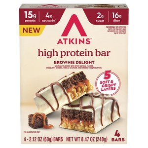 앳킨스 하이 프로틴 바 5 소프트 & 크리스피 레이어 브라우니 딜라이트 4개입, 240g, 1개