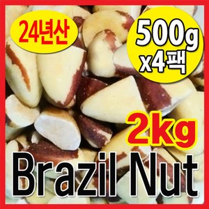 The큰나무 햇 브라질너트 반태 페루산 브라질넛트 무염 견과류, 500g, 4개