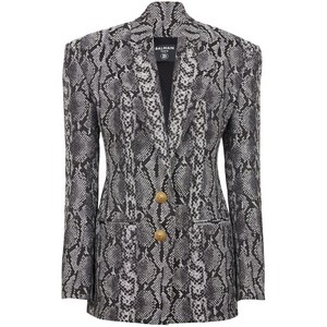 발망 2 버튼 스네이크 스킨 프린트 블레이저