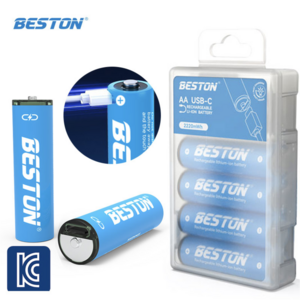 BESTON 소매드 USB 충전지 c타입 충전식 건전지 장난감용 리모컨용 손전등용 + 케이블