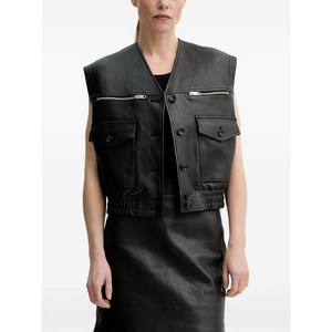 발리 포켓 지퍼 디테일 레더 베스트, 블랙계열, M(KR 66)