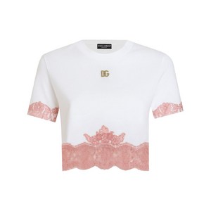 돌체앤가바나 DNA DG 로고 티셔츠, 화이트계열+핑크계열, Italy 40(KR 44)