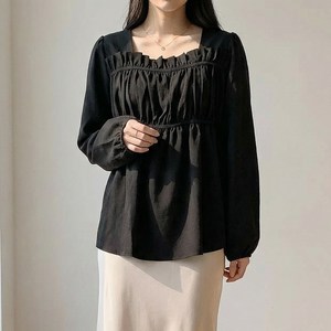 빅사이즈 여성 봄가을 스퀘어넥 프릴 블라우스 B172-8 콘버브