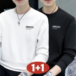 오스틱니 남성 봄가을 1+1 초특가 루즈핏 긴팔 라운드 맨투맨 티셔츠