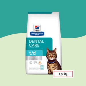 )당일발송( 힐스 캣 td t/d 1.5kg 고양이 구강 구취 치석 처방식사료 dental cae chicken flavo, 1개