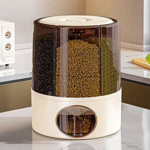 Qiaokao 회전형 곡물 보관통 6구, 화이트, 23.5x28cm, 1개