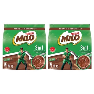 MILO 3 인 1 밀크초콜릿 코코아 파우더, 33g, 14개입, 2개