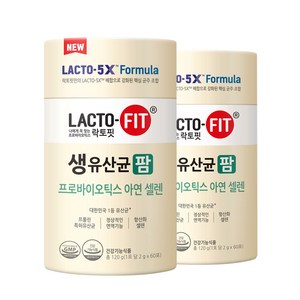 장유산균 장건강 종근당 락토핏 생유산균 팜 2g x 60포 프로바이오틱스 아연 셀렌, 120g, 2개