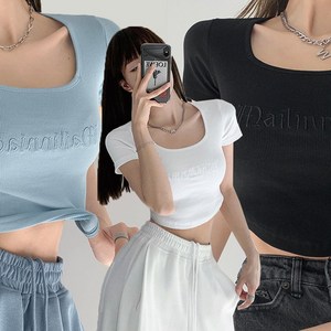 [세인트이브] WYP-6723 3장 크롭 반팔 슬림핏 티셔츠