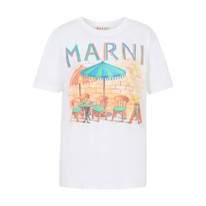 마르니 포스트카드 프린트 반소매 티셔츠, 화이트계열, Italy 40(KR 55)