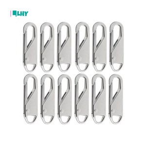 LYRHIX 지퍼 지퍼손잡이 지퍼손잡이고리 지퍼고리 자크고리 쟈크고리 탈부착지퍼, 3.7cm*1.1cm, 12개, 은색