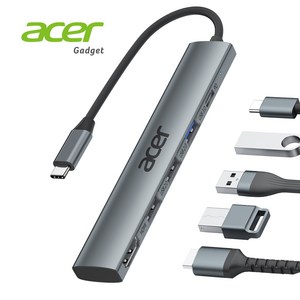 에이서 5-in-1 USB-C 허브 4K@30Hz HDMI 100W PD 충전 USB 3.0+2포트 USB 2.0 멀티포트 익스텐더