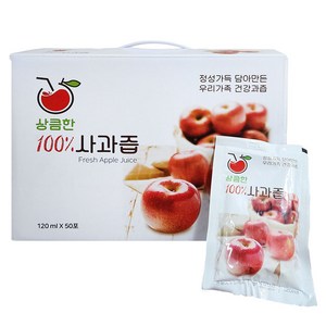 경북 포항 상큼한 100% 생사과즙 120ml 50포, 120ml x 50포, 50개