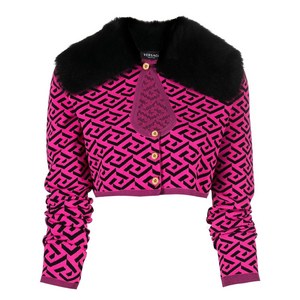 베르사체 베르사체 자수 크롭 가디건