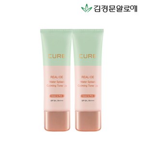 김정문알로에 라센스 로에 큐어 리알로에 워터 스플래쉬 카밍 톤업 선크림 SPF50+ PA++++, 40g, 2개