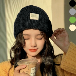 B.LUZ 겨울 꽈배기 비니 모자 따뜻한 니트 방한모자