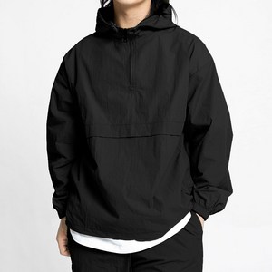 브랜드 퀄리티 고밀도 나일론 경량 바스락 반집업 오버핏 후드아노락 바람막이