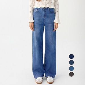 엘블로썸 여성 [숏 기본 롱] 스판 와이드 허리편한 히든밴드 청바지 3단기장