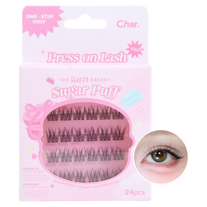 Char 핸드메이드 더 플러피 베이커리 슈가 퍼프 인조 속눈썹, 블랙, 1개