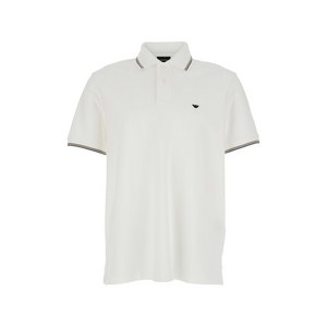 엠포리오아르마니 엠블럼 트리밍 폴로 셔츠, 화이트계열, Standard XXL(KR 110)