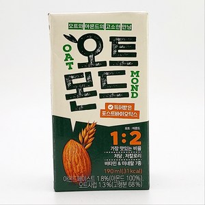 롯데칠성 오트몬드 저당 저칼로리, 190ml, 12개