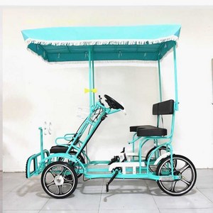 마차 자전거 4륜 유원지 관광지 안전한 가족 관광 투어 2인 4인 명소, 스탠다드 보드 더블 베이비 시트 1열 블루, 1개