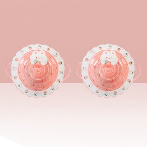 Keyiyijia 연꽃 손잡이 국 그릇 2개입 PW001