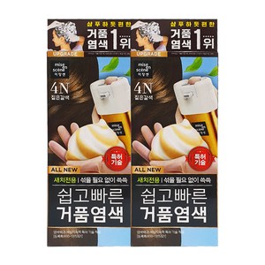 미쟝센 쉽고 빠른 거품 새치전용 염모제, 4N짙은갈색, 2개
