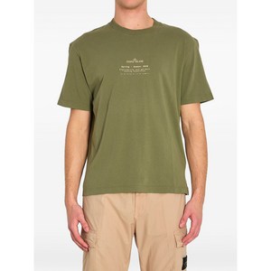스톤 아일랜드 로고 프린트 티셔츠, 그린계열, Standard L(KR 100)