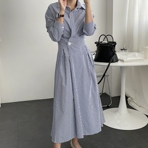베라 카라 스트라이프 롱 원피스