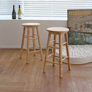에코DIY 원목 원형 바 스툴, 내츄럴, 1개