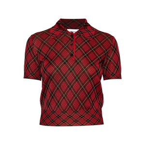 알렉산더맥퀸 아가일 버튼 폴로 탑, 레드계열+블랙계열, Italy 38(KR 44)