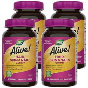 네이쳐스웨이 얼라이브! 헤어 스킨 & 네일 구미, 60정, 4개