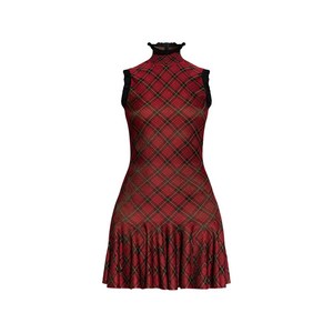 알렉산더맥퀸 러플 타탄 미니 드레스, 레드계열+블랙계열, Italy 42(KR 66)