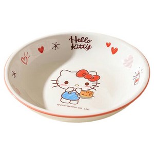 StarR 캐릭터 세라믹 원형 접시, 헬로 키티, 20.5 x 4.2..., 1개